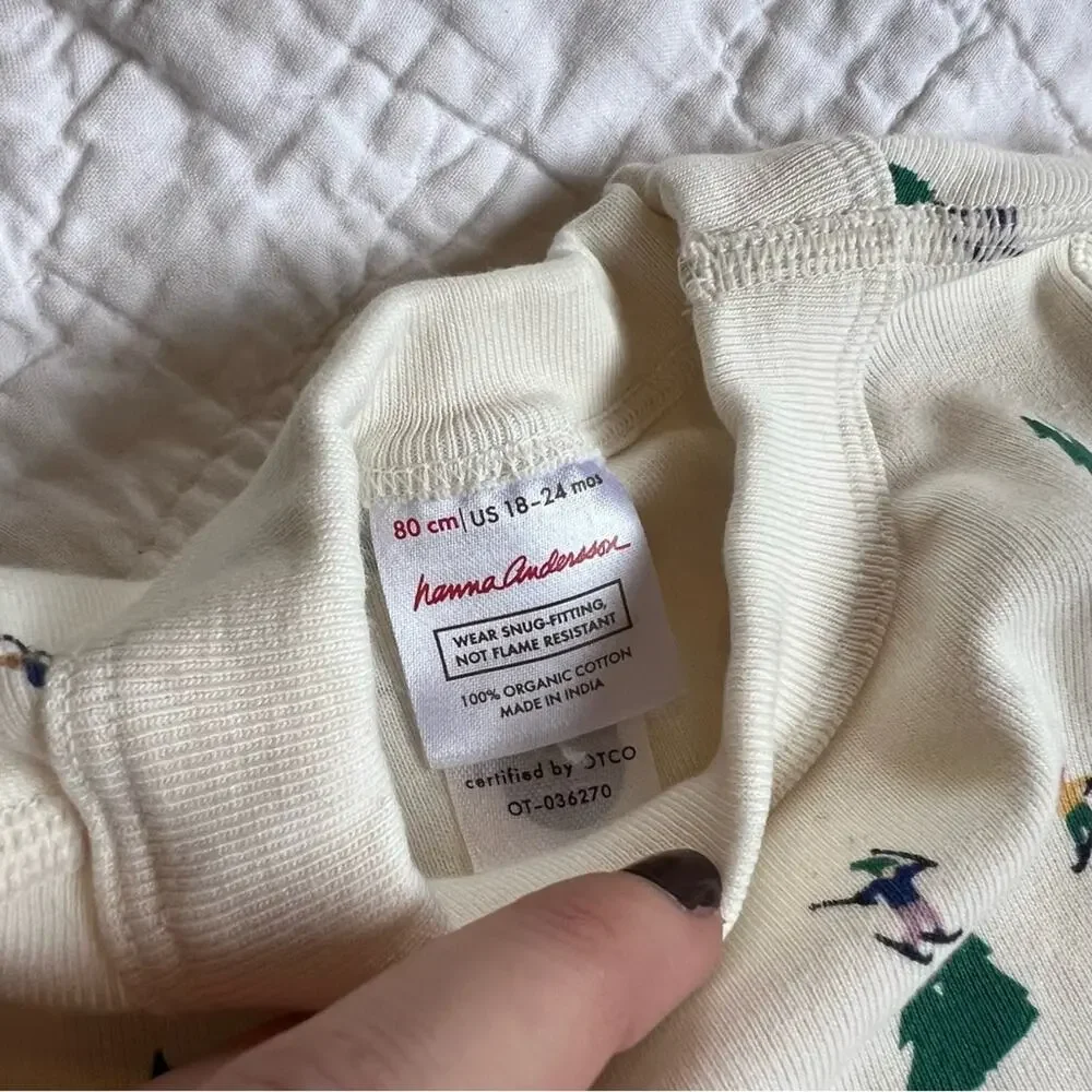 Hanna Andersson Cream Ski Printed Pajama Top